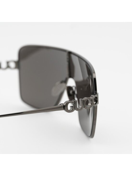Gucci GG1936S 002 Sunglasses Gunmetal Grey Shield Frame, Grey Lenses main image 7